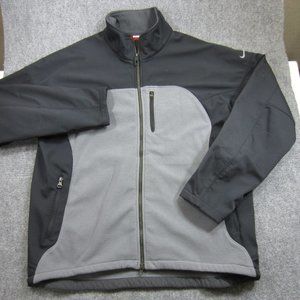 Vtg Nike Fleece Jacket Mens XL Gray Full Zip Mock Neck Y2K 90s